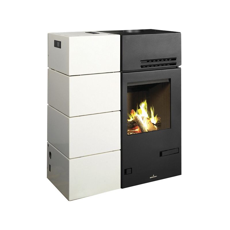 Poêle hybride ventilé bois granules BRONPI Mixte Carol 15 kW bûches/granulés